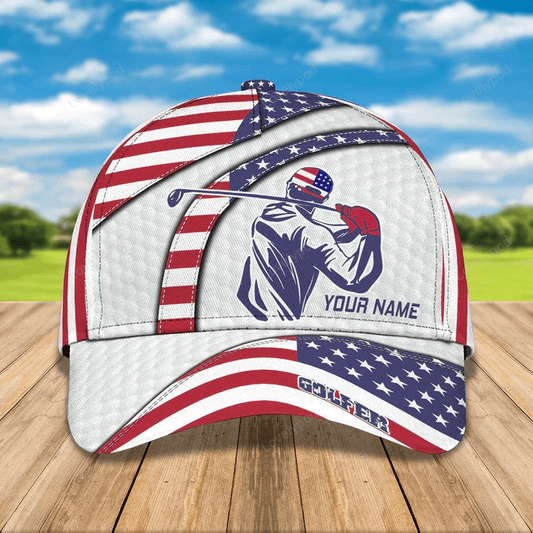 Customized golf cap for men 4th of july 3d all over printed for golf players, gift for dad golf CY0059