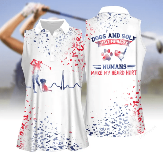 Leopard watercolor dogs and golf women golf apparel, women short sleeve polo shirt, sleeveless polo shirt GY1803