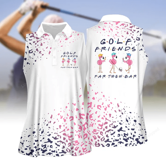 Golf friends par then bar leopard flamingo women golf apparel, women short sleeve polo shirt, sleeveless polo shirt GY1808