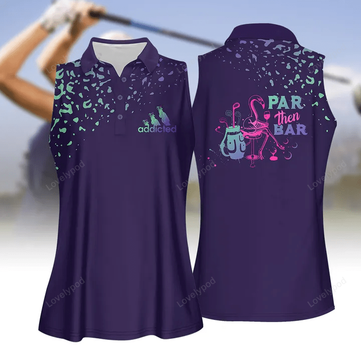 Leopard gradient par then bar flamingo women golf apparel, women short sleeve polo shirt, sleeveless polo shirt GY1809