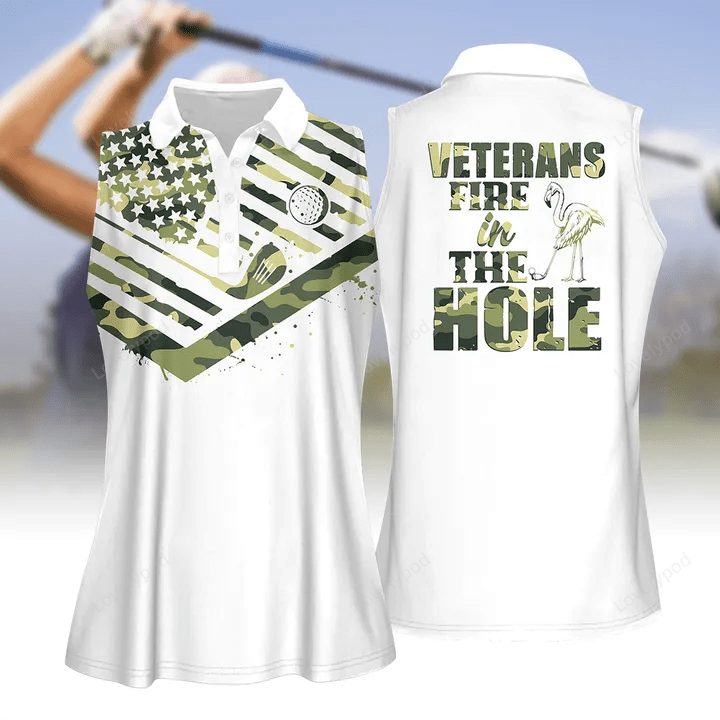 Fire in the hole camo women golf apparel, women short sleeve polo shirt, sleeveless polo shirt GY1810