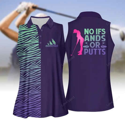 Gradient no ifs, ands, or putts women golf apparel, women short sleeve polo shirt, sleeveless polo shirt GY1812