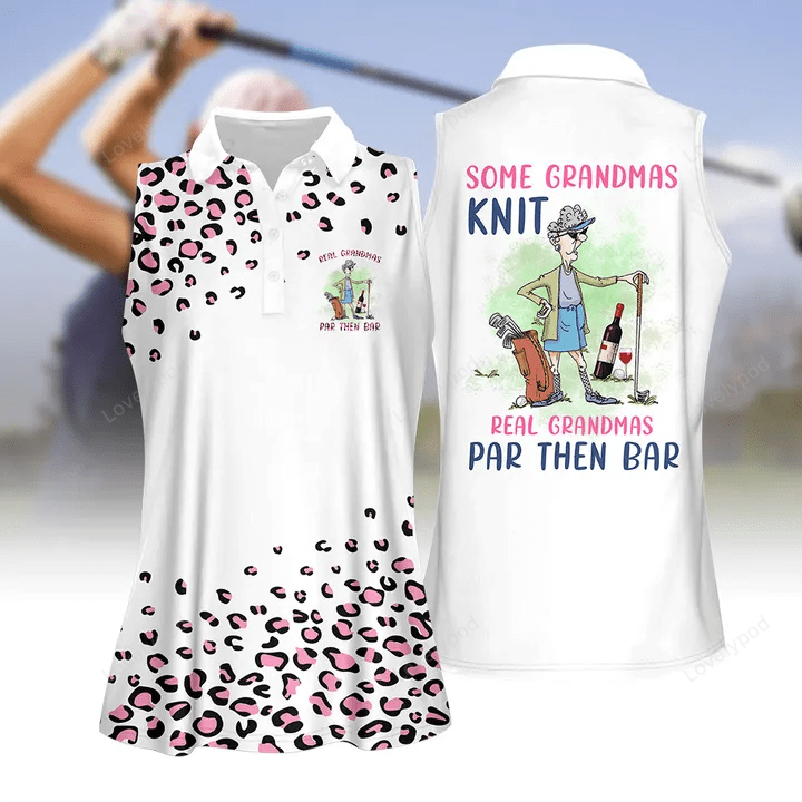 Real grandmas leopard par then bar women golf apparel, women short sleeve polo shirt, sleeveless polo shirt GY1817