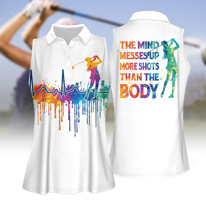 The mind messes up watercolor women golf apparel, women short sleeve polo shirt, sleeveless polo shirt GY1820