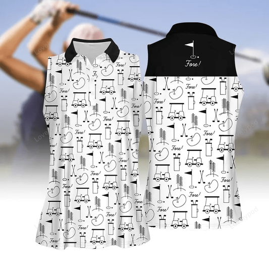 Fore golf icon women golf apparel, women short sleeve polo shirt, sleeveless polo shirt GY1821