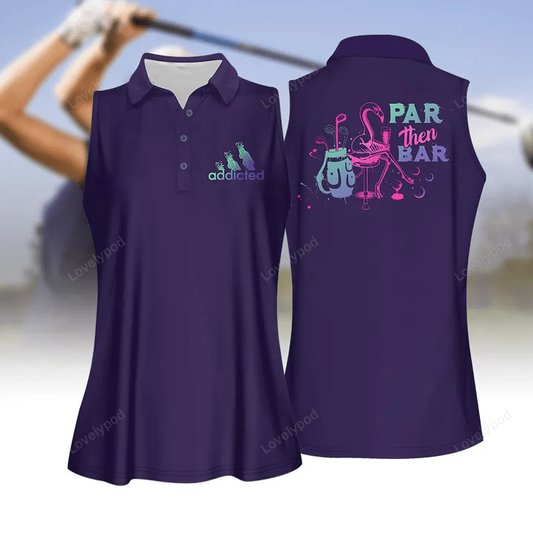 Gradient par then bar beer flamingo women golf apparel, women short sleeve polo shirt, sleeveless polo shirt GY1840