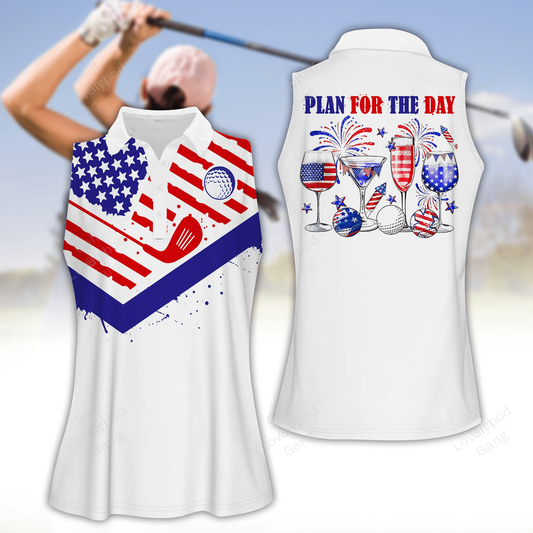 Plan for the day 4th of july women golf polo shirt, women short sleeve polo shirt, sleeveless polo shirt GY1842