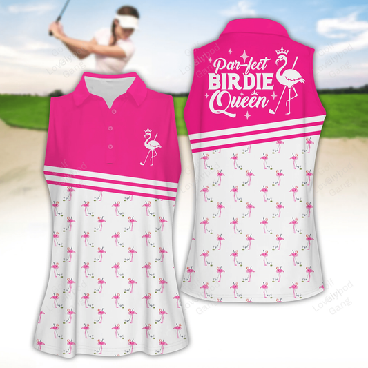 Par-fect birdie queen women golf apparels, funny golf shirt, women short sleeve polo shirt, sleeveless polo shirt GY1844