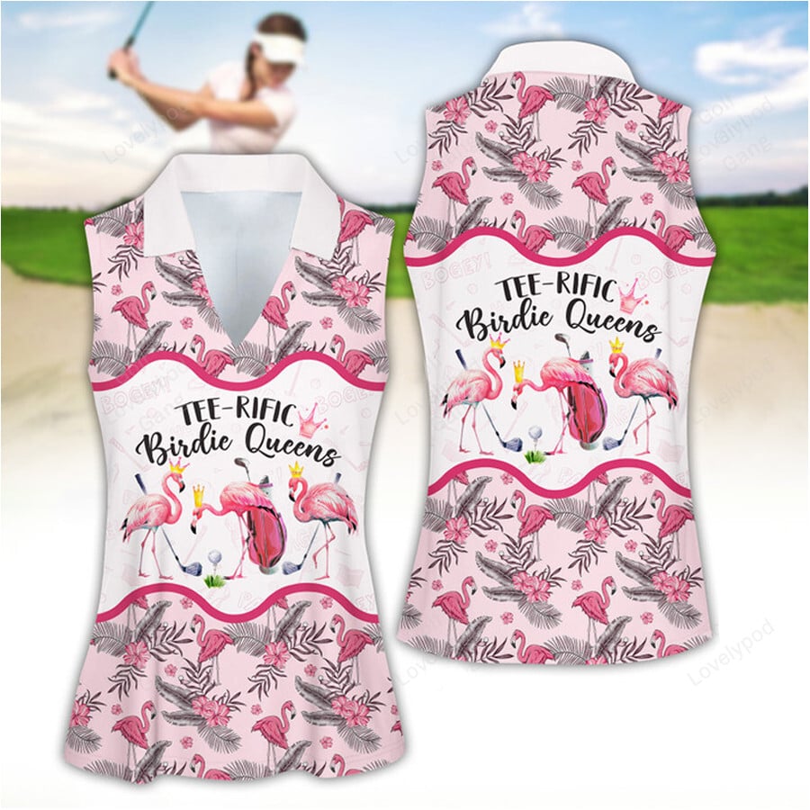 Tee-rific birdie queens women golf apparels, funny golf shirt, women golf sleeveless polo shirt GY1847