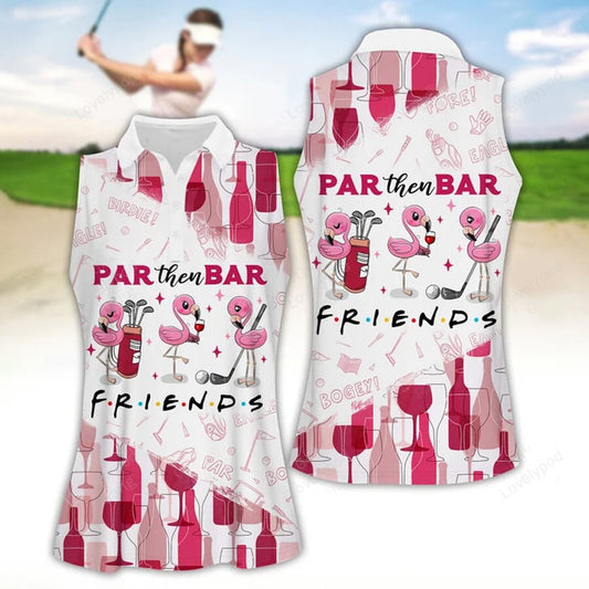 Wine par then bar women golf apparels, funny golf shirt, women golf sleeveless polo shirt GY1855