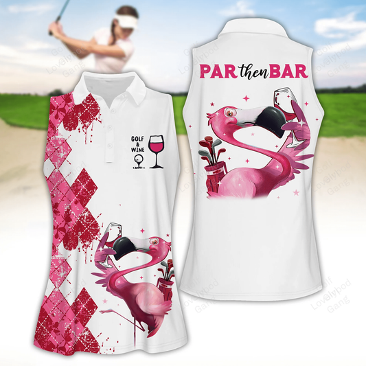 Argyle flamingo par then bar women golf apparels, funny golf shirt, women golf sleeveless polo shirt GY1867