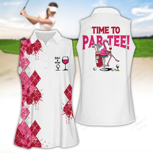 Time to par tee women golf apparels, funny golf shirt, women golf sleeveless polo shirt GY1868