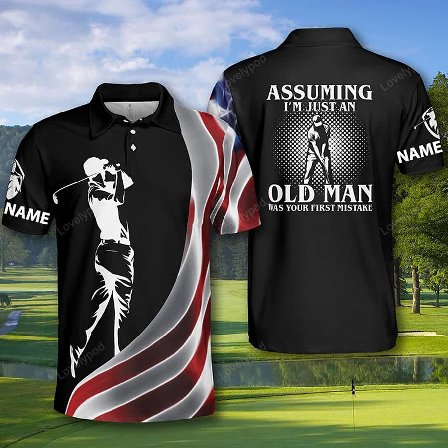 Assuming i'm just an old man was your first mistake golf polo shirt, golf polo shirt for men, men's golf polo shirt GY1878