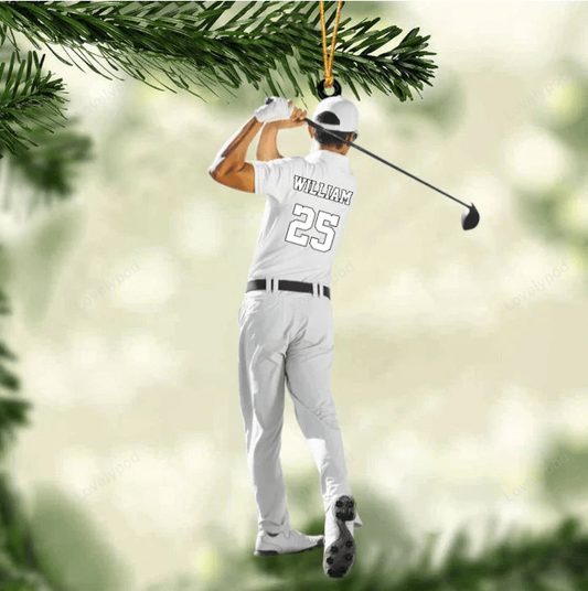 Personalized golf player christmas ornament - great gift idea for golf lovers OY0023