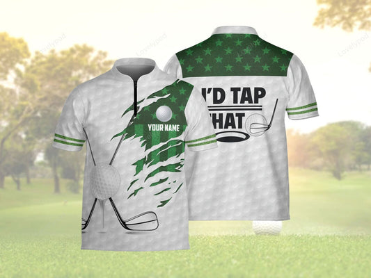 Personalized cool golf player i'd tap that you polo zipper jerseys men shirts GY1904