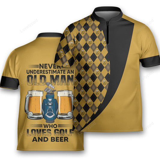 Never underestimate old man loves golf beer aop jersey shirt golfer dad grandpa GY1905