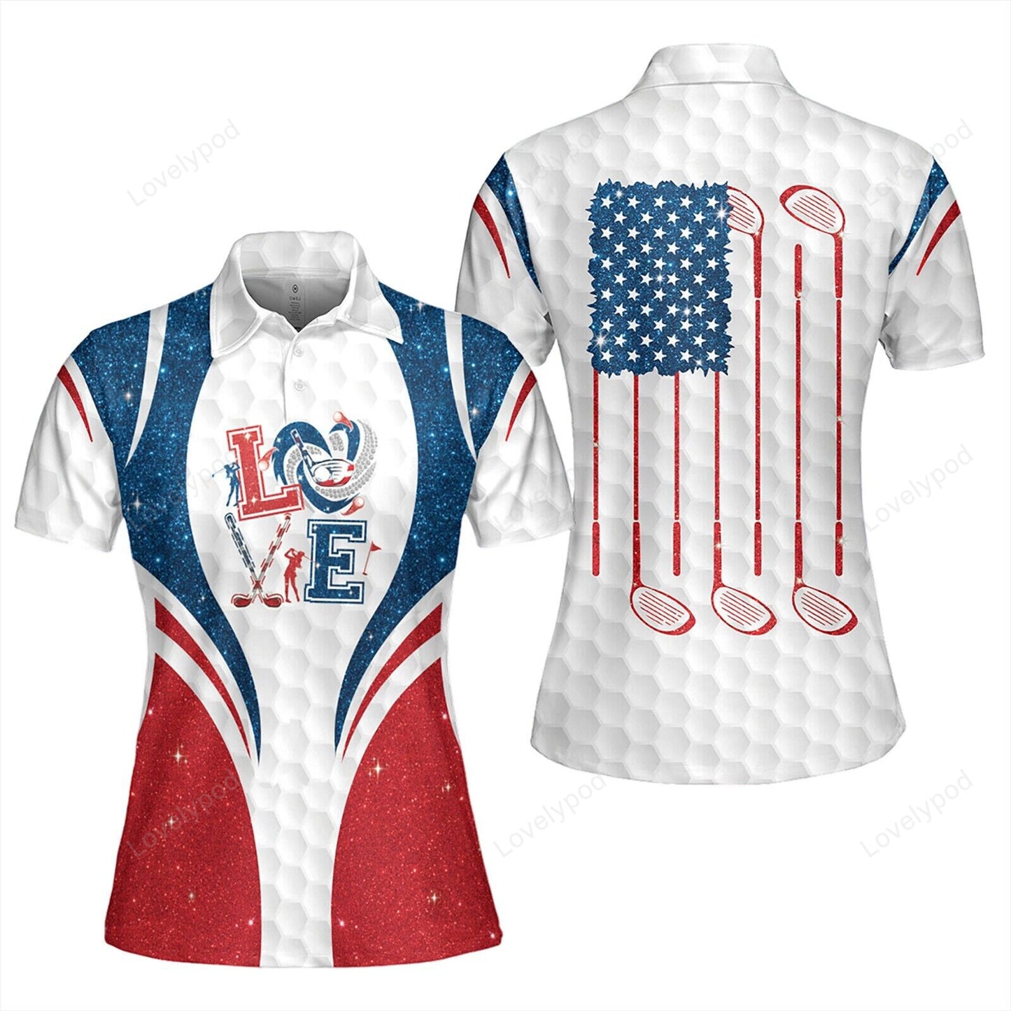 Love golf american flag women polo shirt, gift for golf lover GY1918