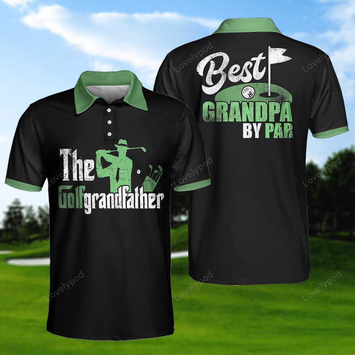 Best grandpa by par short sleeve golf polo shirt, the godfather theme polo shirt GY1921