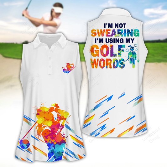 I'm not swearing women golf apparels, women golf sleeveless polo shirt GY1931