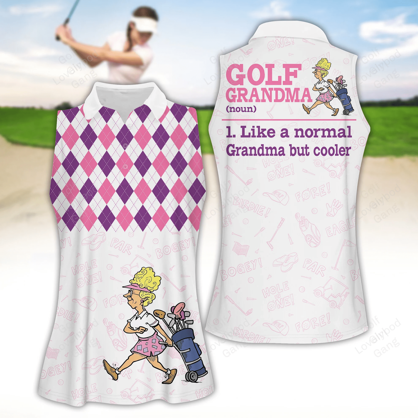 Golf grandma women golf apparels, funny golf shirt, golf polo shirt, women golf sleeveless polo shirt GY1939