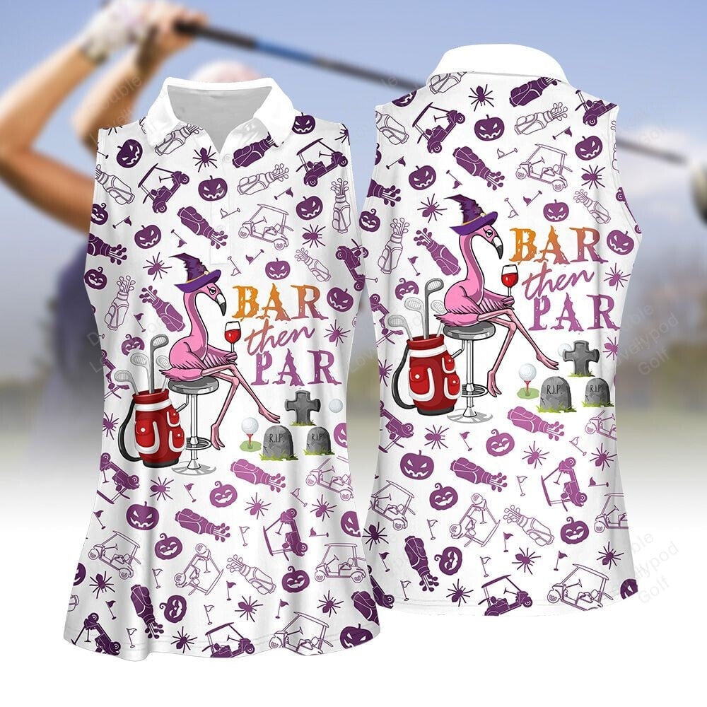 Par then bar halloween women golf shirt, women's sleeveless golf shirts, halloween shirt GY1947