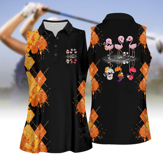 Flamingo reflection halloween women golf apparels, women golf shirt, women's sleeveless golf shirts, halloween shirt GY1960