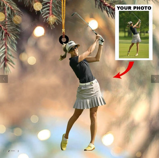 Personalized photo golf ornament - gift for golf lover - golf lover christmas ornament OY0003