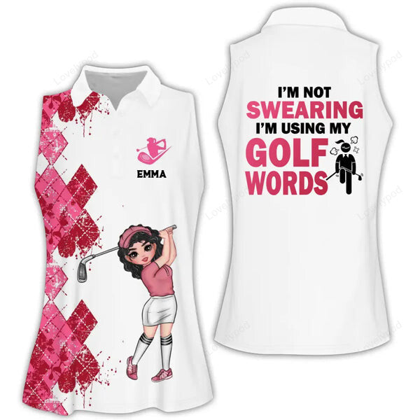 Custom golf girl argyle women golf apparels, golf sleeveless polo shirt GY1978