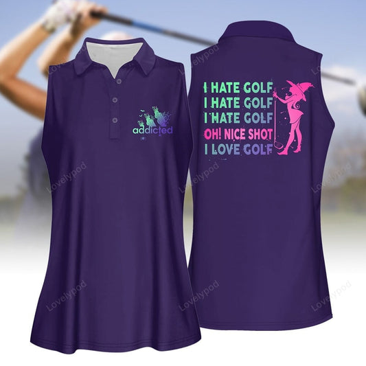 Addicted i hate golf gradient halloween women golf apparel, halloween golf polo shirt for women GY1997