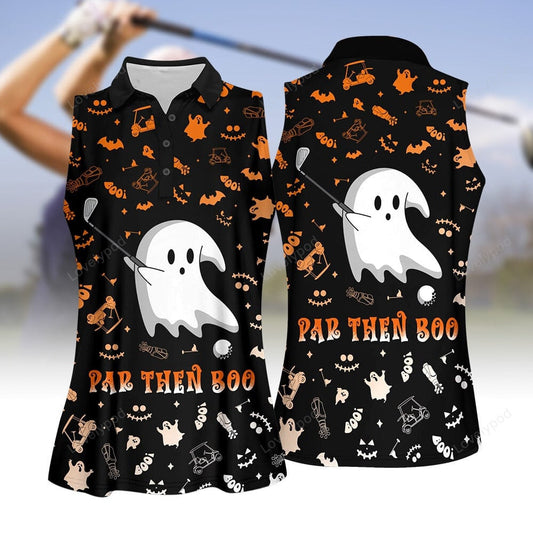 Par then boo halloween pattern women golf apparel, halloween golf polo shirt for women GY2002