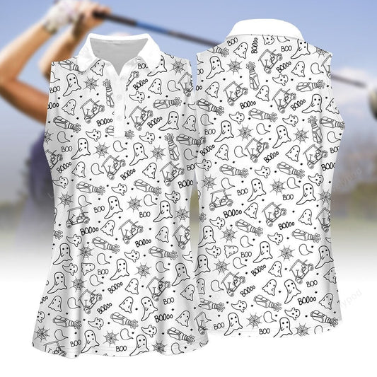 Boo halloween golf pattern women golf apparel, halloween golf polo shirt for women GY2005