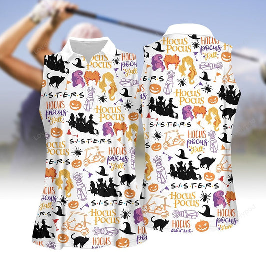 Hcpc halloween golf pattern women golf apparel, halloween golf polo shirt for women GY2007