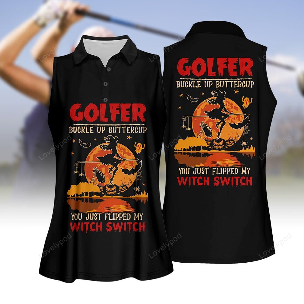 Buckle up halloween women golf apparel, halloween golf polo shirt for women GY2008