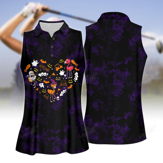 Flamingo heart halloween women golf apparels, halloween golf polo shirt for women GY2012