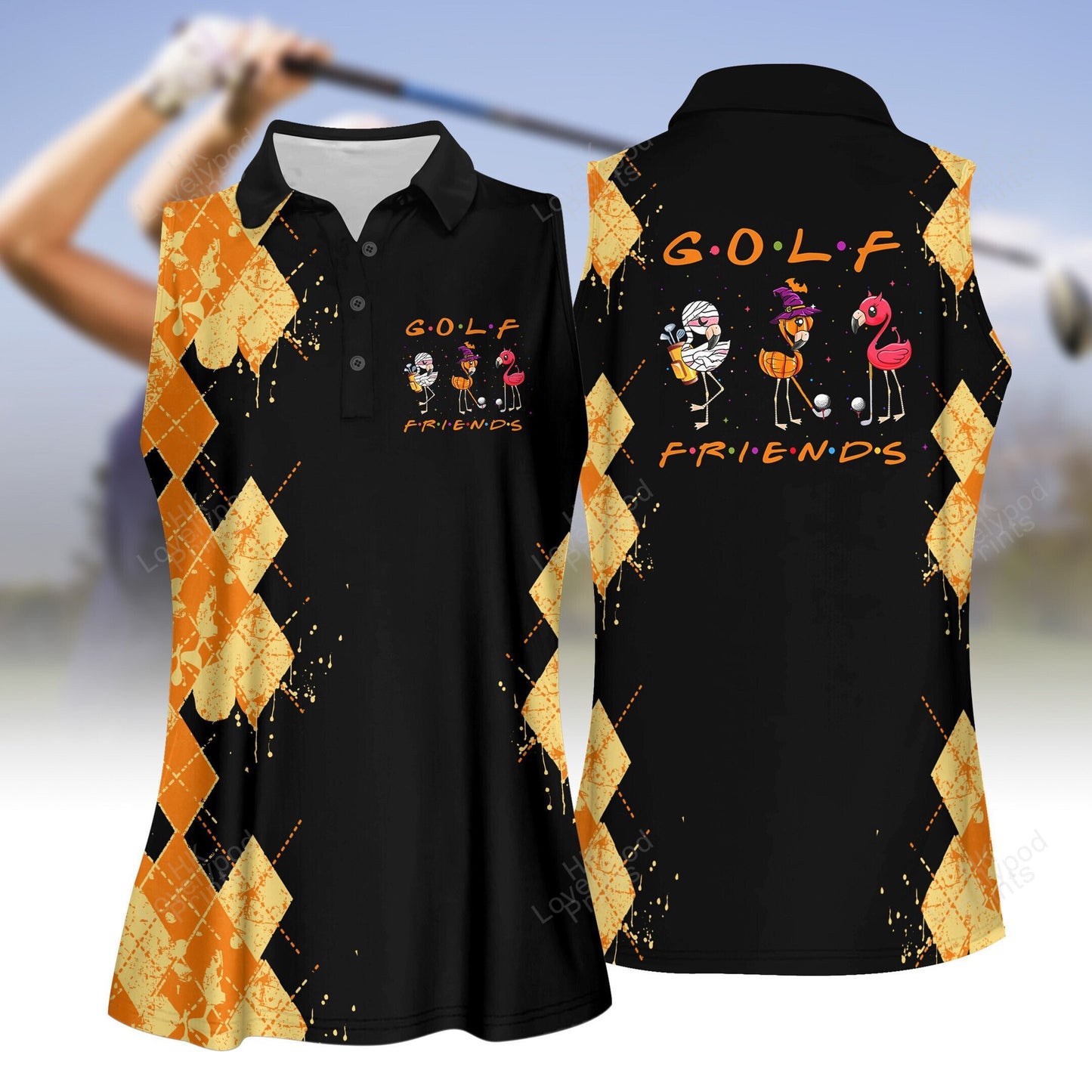 Golf friends halloween version women golf apparels, halloween golf polo shirt for women GY2014