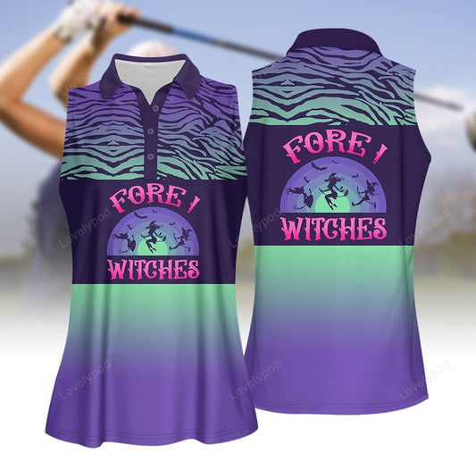 Fore witches gradient halloween women golf apparel, halloween golf polo shirt for women GY2025