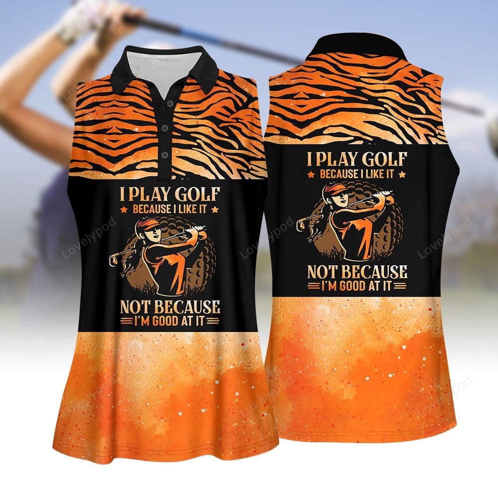 I play golf because i like it orange women golf apparel, halloween golf polo shirt for women GY2031