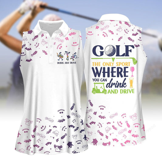 Where you can drink and drive halloween women golf apparel, halloween golf polo shirt for women GY2033