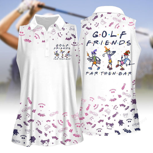 Leopard golf friends par then bar halloween women golf apparel, halloween golf polo shirt for women GY2034