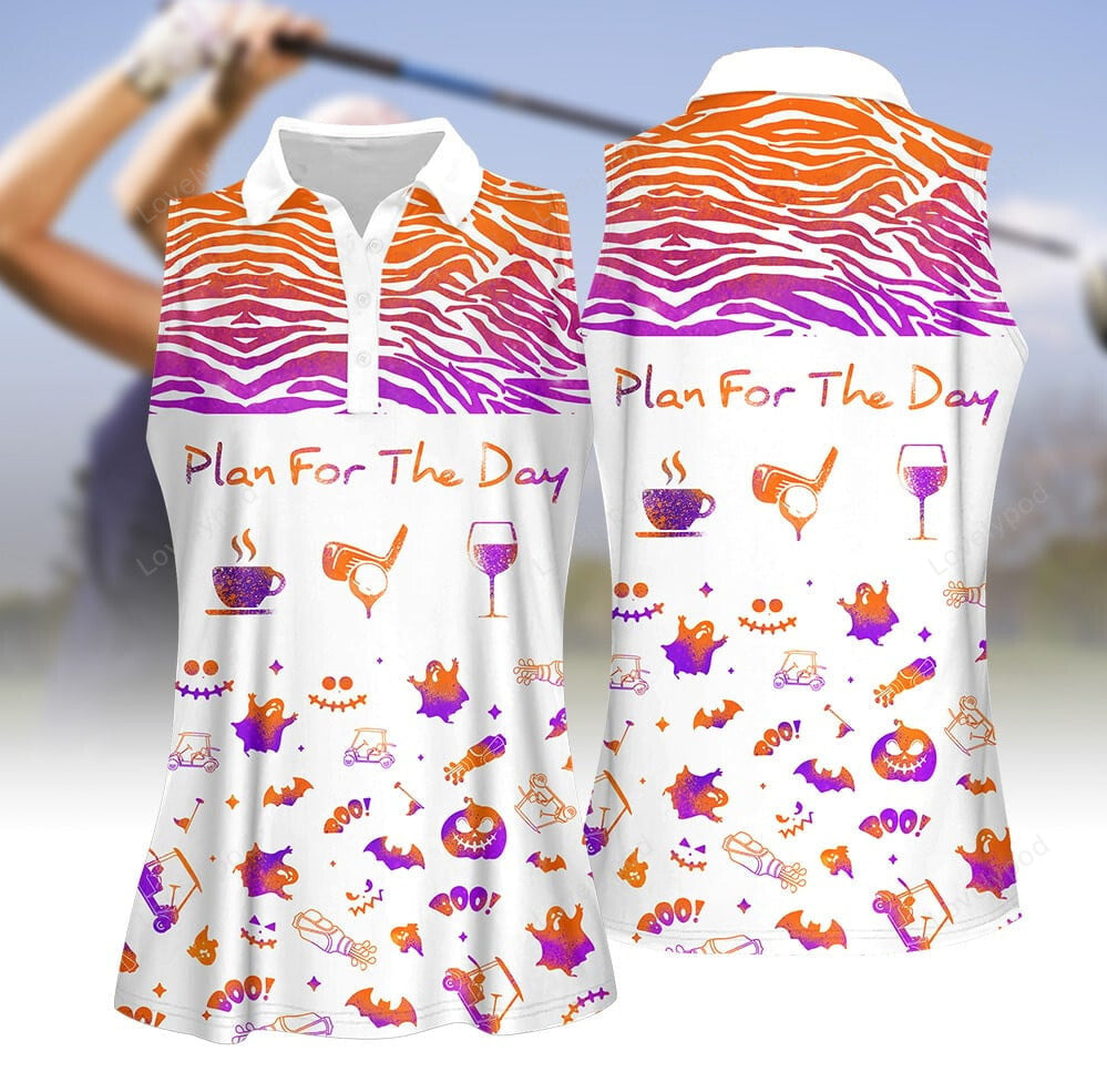 Plan for the day gradient pattern halloween women golf apparel, halloween golf polo shirt for women GY2037