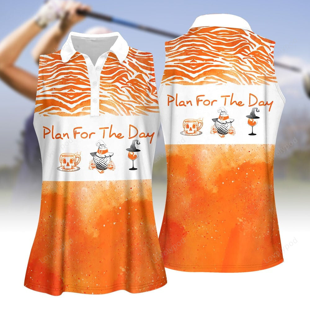 Plan for the day halloween orange women golf apparel, halloween golf polo shirt for women GY2039