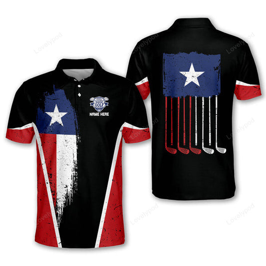 Proud golf american flag polo shirt, custom golf shirt for men, men's golf polo shirt GY2059