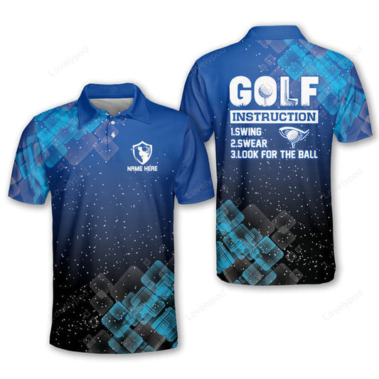 Golf instruction swing swear look for the ball golf polo shirt, custom golf shirt for men, men's golf polo shirt GY2060