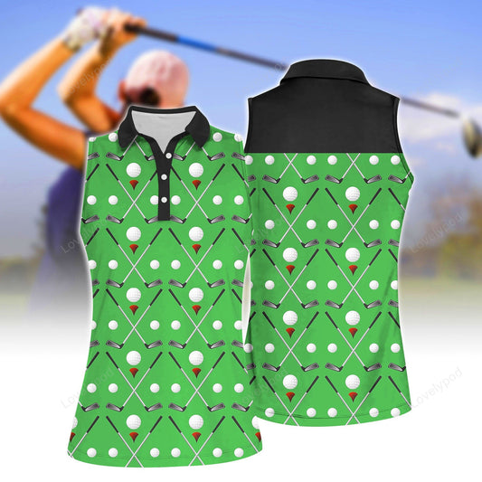 Women's green golf sleeveless polo shirt, women's sleeveless golf shirts, funny women golf shirts GY2068