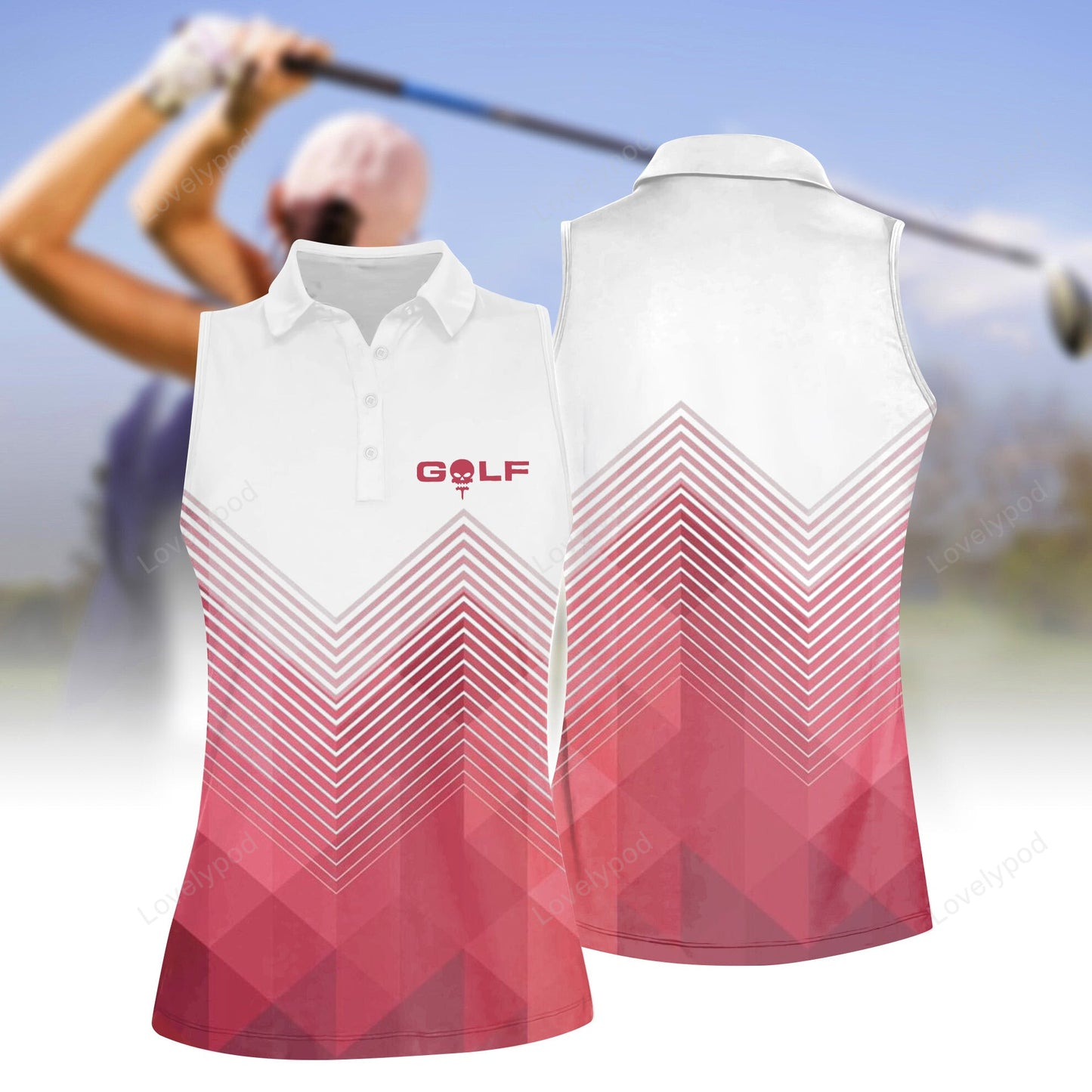 Women's sleeveless golf shirts, funny women golf pink shirts, gift for golf lover GY2073