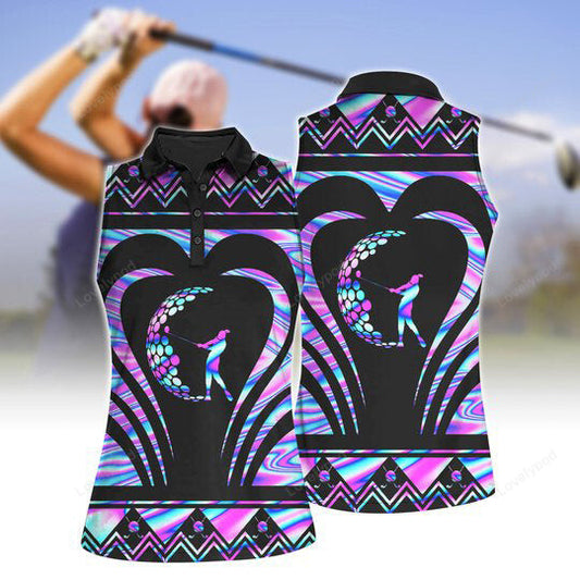 Tie dye golf shirt, women's sleeveless golf shirts, funny women golf shirts GY2078