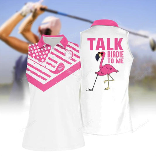 Women's talk birdie to me sleeveless polo shirt, women's sleeveless golf shirts, funny women golf shirts GY2085