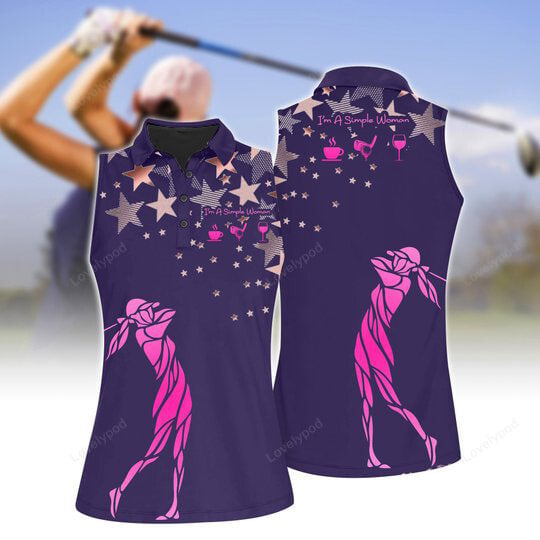 Women's star sleeveless golf shirt, women's sleeveless golf shirts, funny women golf shirts GY2089