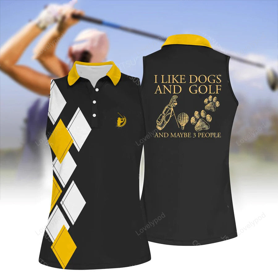 Women's i like dogs and golf sleeveless polo shirt, women's sleeveless golf shirts, funny women golf shirts GY2093