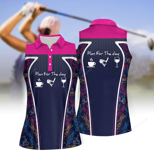 Addicted golf line pink women sleeveless polo shirt, women's sleeveless golf shirts, funny women golf shirts GY2094